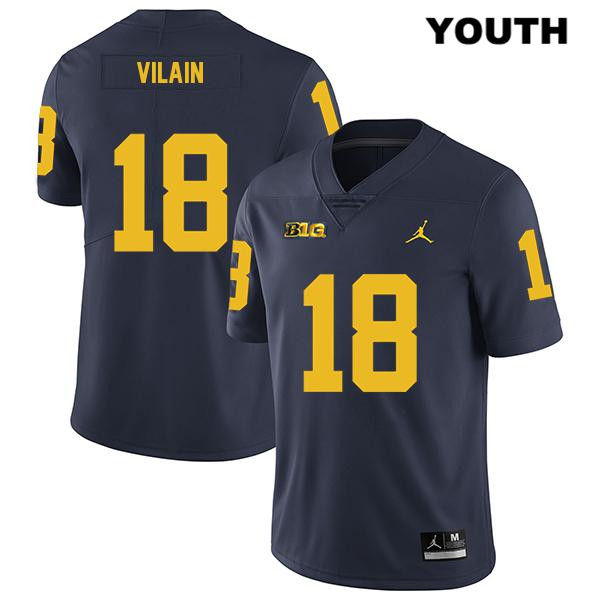 Youth NCAA Michigan Wolverines Luiji Vilain #18 Navy Jordan Brand Authentic Stitched Legend Football College Jersey BU25A27AZ